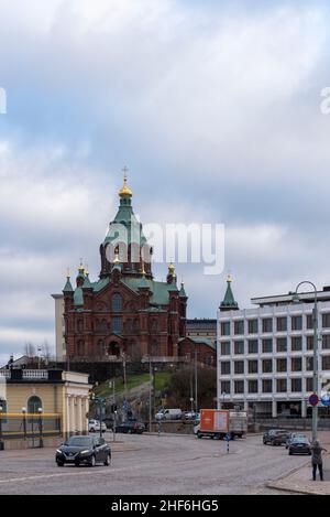 Finnland, Helsinki, Uspenski-Kathedrale, größte orthodoxe Kirche außerhalb Russlands in Skandinavien. Stockfoto