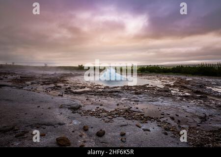 Geysir, Strokkur, Haukadalur, Island Stockfoto