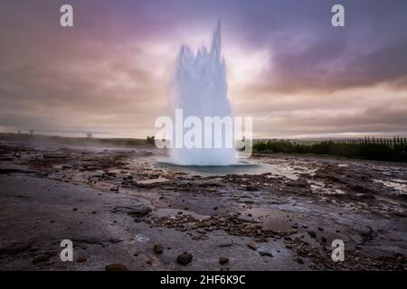 Geysir, Strokkur, Haukadalur, Island Stockfoto