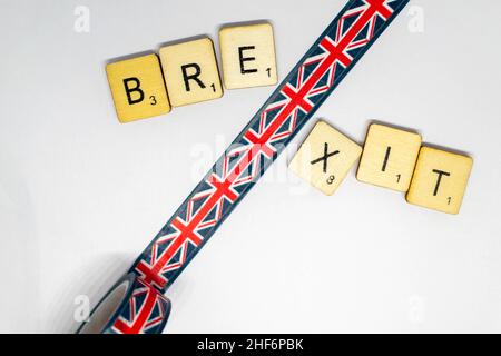 Brexit-Konzept und Idee. Großbritannien wird die EU am 31st. Oktober 2019 verlassen. Es wird nicht entschieden, ob dies mit einem Deal oder einem No Deal sein wird. Großbritannien Stockfoto