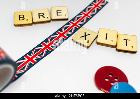 Brexit-Konzept und Idee. Großbritannien wird die EU am 31st. Oktober 2019 verlassen. Es wird nicht entschieden, ob dies mit einem Deal oder einem No Deal sein wird. Großbritannien Stockfoto