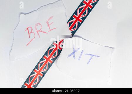 Brexit-Konzept und Idee. Großbritannien wird die EU am 31st. Oktober 2019 verlassen. Es wird nicht entschieden, ob dies mit einem Deal oder einem No Deal sein wird. Großbritannien Stockfoto