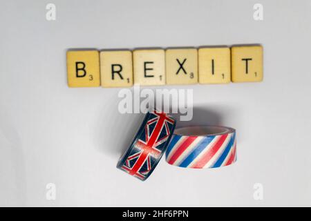 Brexit-Konzept und Idee. Großbritannien wird die EU am 31st. Oktober 2019 verlassen. Es wird nicht entschieden, ob dies mit einem Deal oder einem No Deal sein wird. Großbritannien Stockfoto