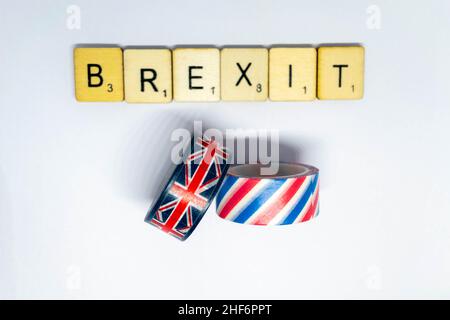 Brexit-Konzept und Idee. Großbritannien wird die EU am 31st. Oktober 2019 verlassen. Es wird nicht entschieden, ob dies mit einem Deal oder einem No Deal sein wird. Großbritannien Stockfoto