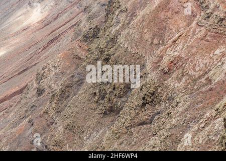 Erstarrte Lava, Blick von Mirador del Rio, Risco de Famara, Lanzarote, Kanaren, Kanarische Inseln, Spanien, Europa Stockfoto