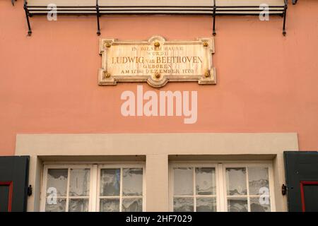 Beethovens Geburtsort in der Bonngasse, Bonn, Rheintal, Nordrhein-Westfalen, Deutschland Stockfoto