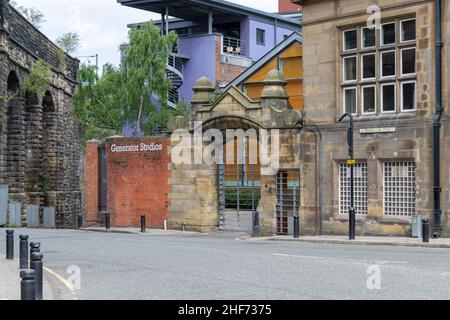 Newcastle, Großbritannien - 7. Mai 2019: Manors Power Station oder The Tramways Generating Station ist ein ehemaliges Kohlekraftwerk im Stadtteil Manors Stockfoto