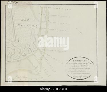 Schetze van een gedeelte van het Horntje Dieptens gepeild im april 1807 und april 1808. 1 techn.tekening handschrift, ingekurd L. den Berger, Stockfoto