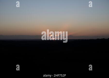 Winteruntergang, New Forest Stockfoto