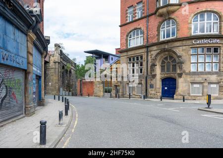 Newcastle, Großbritannien - 7. Mai 19: Manors Power Station oder The Tramways Generating Station ist ein ehemaliges Kohlekraftwerk im Stadtteil Manors Stockfoto