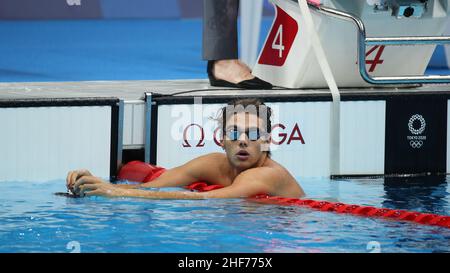 26th. JULI 2021 - TOKIO, JAPAN: Thomas Ceccon aus Italien beendet 3rd seiner Männer-Halbfinale 100m bei den Olympischen Spielen 2020 in Tokio (Foto von M Stockfoto