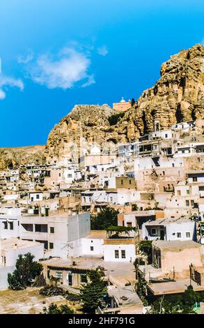 Ma'loula oder Maaloula, einem kleinen christlichen Ort in der Rif Dimashq Governatorats in Syrien. Stockfoto