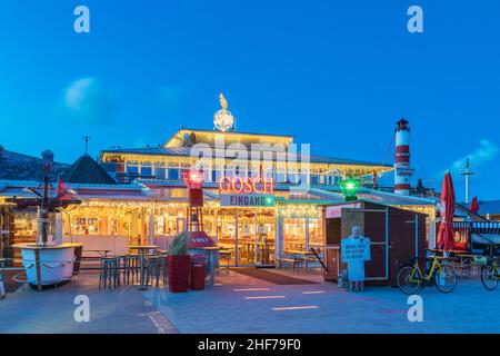 Fischrestaurant Gosch am Hafen von List, Insel Sylt, Schleswig-Holstein, Deutschland Stockfoto