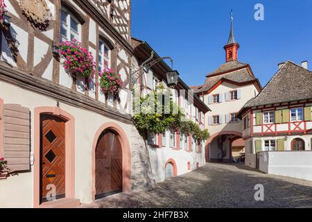 Stadttor, Burkheim am Kaiserstuhl, Breisgau, Südschwarzwald, Baden-Württemberg, Deutschland Stockfoto