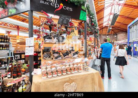 Markthalle Marche Couvert, Colmar, Alsace, Grand Est, Frankreich Stockfoto