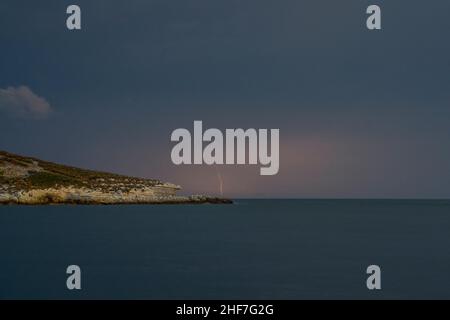 Baia Di Campi, Campingplatz in der Nähe von Vieste auf der Halbinsel Gargano Stockfoto