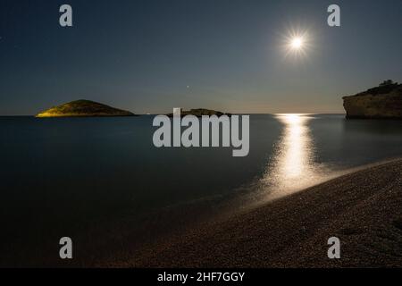 Baia Di Campi, Campingplatz in der Nähe von Vieste auf der Halbinsel Gargano Stockfoto