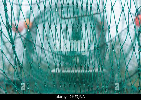 Schweden, Västerbotten County, Rovögern Hamn, Fischereihafen, Netze Stockfoto