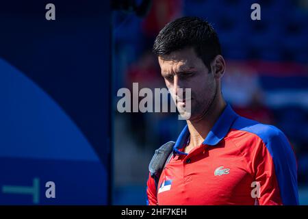 Tokio, Japan. 31st. Juli 2021. Olympische Spiele: Tennismatch zwischen Novak Djokovic und Pablo Carreño um die Bronzemedaille in der Ariake Arena. © ABEL F. ROS Stockfoto