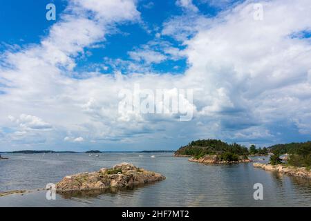 Schweden, Stockholm, Dampfschifffahrt, Mälarensee, Schärengarten, Grinda Island Stockfoto