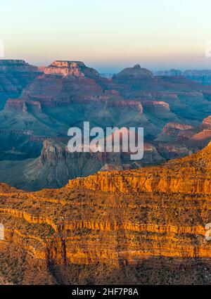 Sonnenuntergang am Great Canyon von Maters aus gesehen Stockfoto