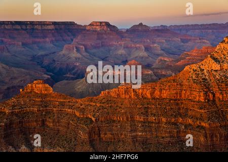 Sonnenuntergang am Great Canyon von Maters aus gesehen Stockfoto