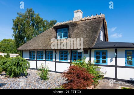 Guldborgsund, Reetdachhaus in Falster, Dänemark Stockfoto