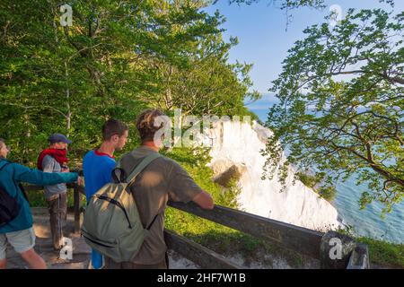 Vordingborg, Weg auf den Kreidefelsen von Moens Klint, Ostsee, Buchen, Wanderer in Moens Klint, Moen, Dänemark Stockfoto