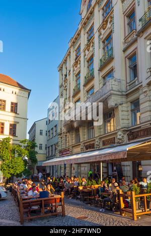 Brünn (Brünn), Jugendstilgebäude der Altstadt, Restaurant 'U Trech certu' in Jihomoravsky, Südmähren, Tschechien Stockfoto