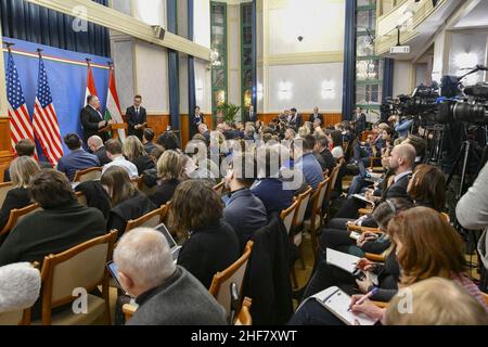 Sekretär Pompeo nimmt an einem Joint Presser Teil. Stockfoto