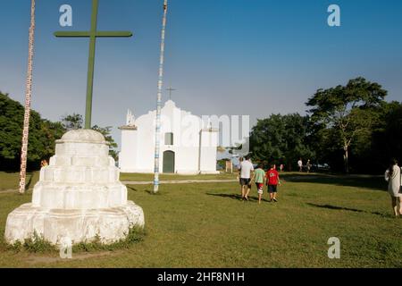 porto seguro, bahia, brasilien - 28. april 2008: Kirche von Sao Joao Batista, im Quadrado Bezirk von Trancoso in der Gemeinde Porto Seguro. Stockfoto