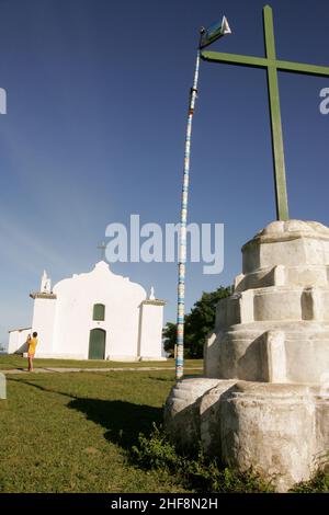 porto seguro, bahia, brasilien - 28. april 2008: Kirche von Sao Joao Batista, im Quadrado Bezirk von Trancoso in der Gemeinde Porto Seguro. Stockfoto