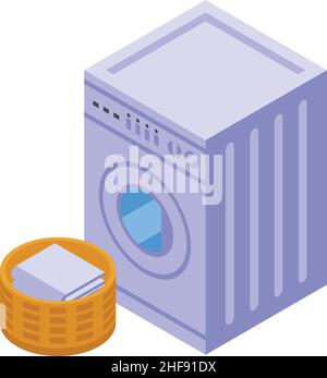 Isometrischer Vektor des Symbols für die Waschmaschine. Waschmaschine. Waschsalon auf der Vorderseite Stock Vektor