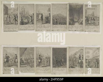 Szenen aus Ereignissen und Schlachten vor und während der amerikanischen Revolution, 1775-1783, wie in 12 Abbildungen dargestellt) - D. Chodowiecki del. Et sculp