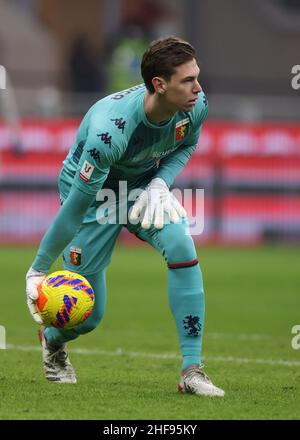 Mailand, Italien, 13th. Januar 2022. Adrian Semper vom FC Genua während des Coppa Italia-Spiels bei Giuseppe Meazza in Mailand. Bildnachweis sollte lauten: Jonathan Moscrop / Sportimage Stockfoto