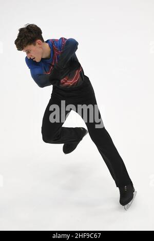 Tallinn, Estland. 14th Januar 2022. Lukas BRITSCHGI (SUI), während des Men Free Skating, bei den ISU European Figure Skating Championships 2022, in der Tondiraba Ice Hall, am 14. Januar 2022 in Tallinn, Estland. Kredit: Raniero Corbelletti/AFLO/Alamy Live Nachrichten Gutschrift: Aflo Co. Ltd./Alamy Live Nachrichten Stockfoto