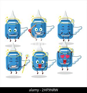 Blaue Korrektur Stift Cartoon-Designs als niedliche Engel Charakter. Vektorgrafik Stock Vektor