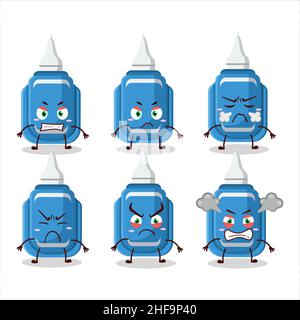 Blaue Korrektur Stift Cartoon-Figur mit verschiedenen wütend Ausdrücke. Vektorgrafik Stock Vektor