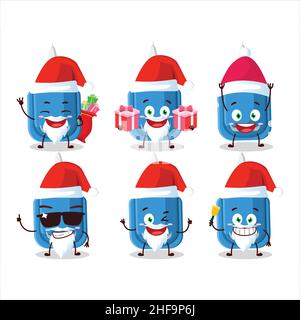 Santa Claus Emoticons mit blauer Korrektur Stift Cartoon-Figur. Vektorgrafik Stock Vektor