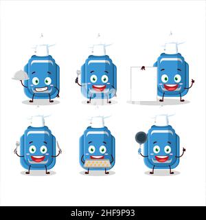 Cartoon-Charakter der blauen Korrektur Stift mit verschiedenen Chef Emoticons. Vektorgrafik Stock Vektor