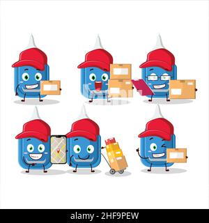 Cartoon-Charakter-Design der blauen Korrektur Stift arbeitet als Kurier. Vektorgrafik Stock Vektor