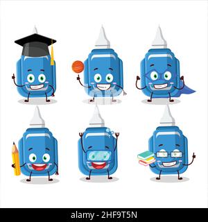 Schüler der blauen Korrektur Stift Cartoon-Figur mit verschiedenen Ausdrücken. Vektorgrafik Stock Vektor