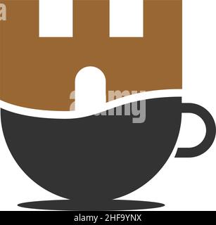 Coffee Castle Icon Illustration Markenidentität Stock Vektor