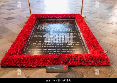 England, London, Westminster Abbey, Grab des unbekannten Soldaten Stockfoto