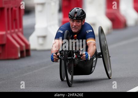 Ballarat, Australien, 15. Januar 2022. Stuart Tripp fährt während des para-Cycling & Intellectually Impaired Road Race (para-MH5) im Rahmen der Australian Road National Championships am 15. Januar 2022 in Ballarat, Australien. Quelle: Brett Keating/Speed Media/Alamy Live News Stockfoto