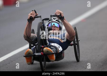 Ballarat, Australien, 15. Januar 2022. Alexander Welsh fährt während des para-Cycling & Intellectually Impaired Road Race (para-MH3) im Rahmen der Australian Road National Championships am 15. Januar 2022 in Ballarat, Australien. Quelle: Brett Keating/Speed Media/Alamy Live News Stockfoto