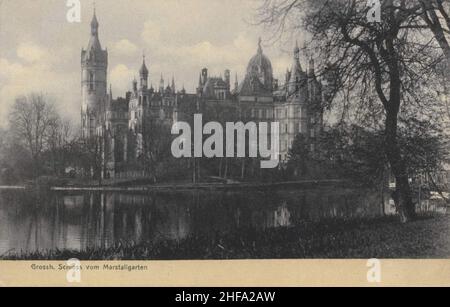 Schwerin (Meckl.), Mecklenburg-Vorpommern - Großherzogl. Schloss vom Marstallgarten Stockfoto