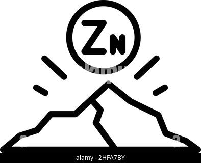 Vektor der Kontur von Zinkmineralien-Symbolen. Vitamin zn. Eisenelement Stock Vektor