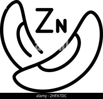 ZN-Vektor für den Umriss des Symbols für Lebensmittel. Vitamin Zink. Ernährungs-Element Stock Vektor