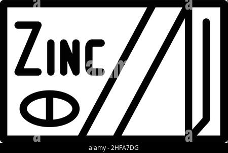Vektor der Kontur des Zinksymbols. Nahrungsvitamin. ZN-Ergänzung Stock Vektor